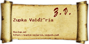 Zupka Valéria névjegykártya